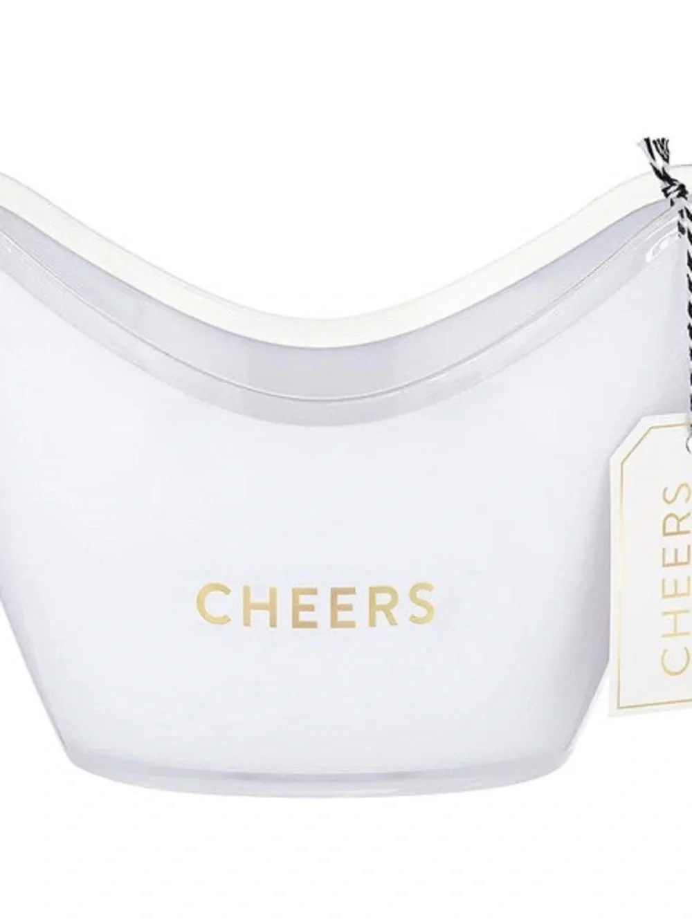 CHEERS White Party Ice Bucket - Elegant Gold Lettering